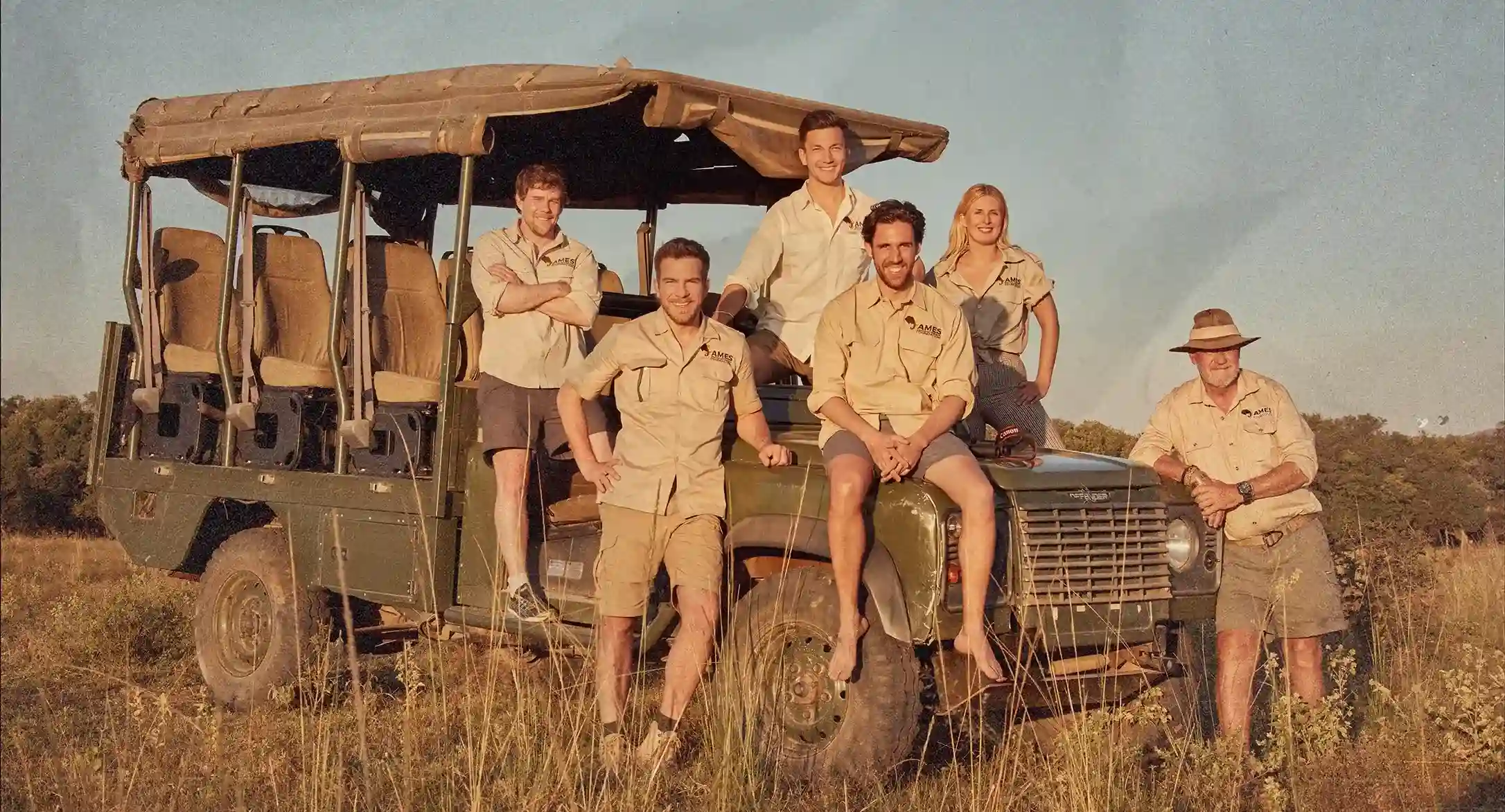 Team picture with safari jeep